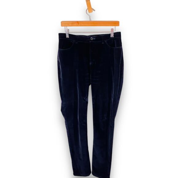 Lafayette 148 Pants Navy Blue Velour Straight Leg Classic Minimalist Size 6 - Picture 3 of 10